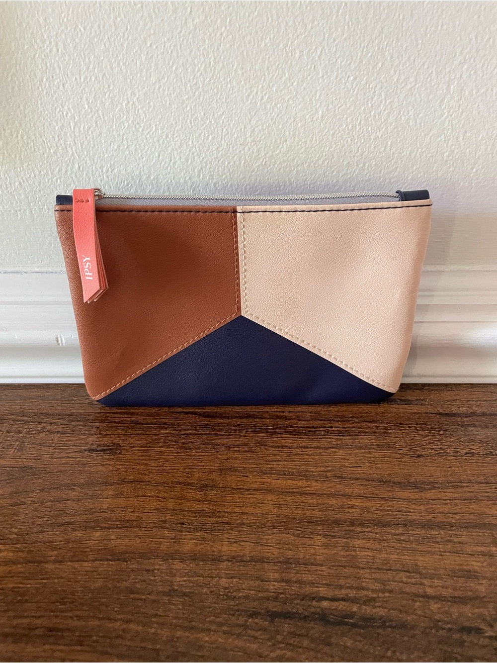 Ipsy Make Up Bag Colorblock - Navy, Tan & Blush
